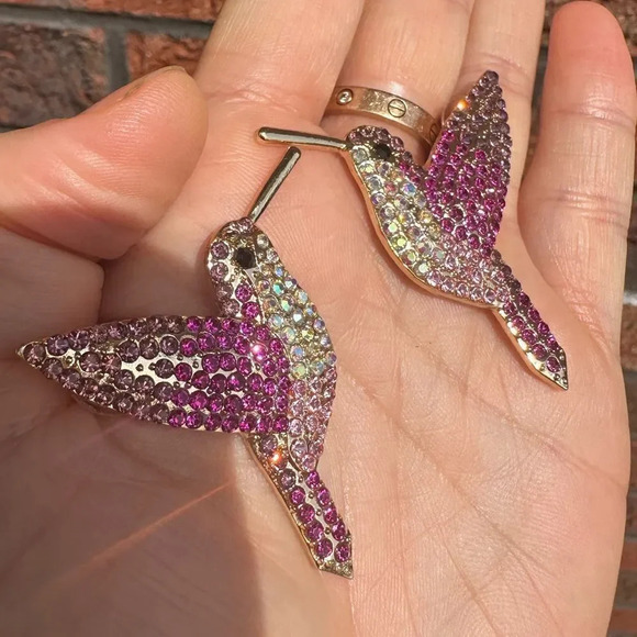 Zara Hummingbird Purple Crystal Earrings - Picture 9 of 9